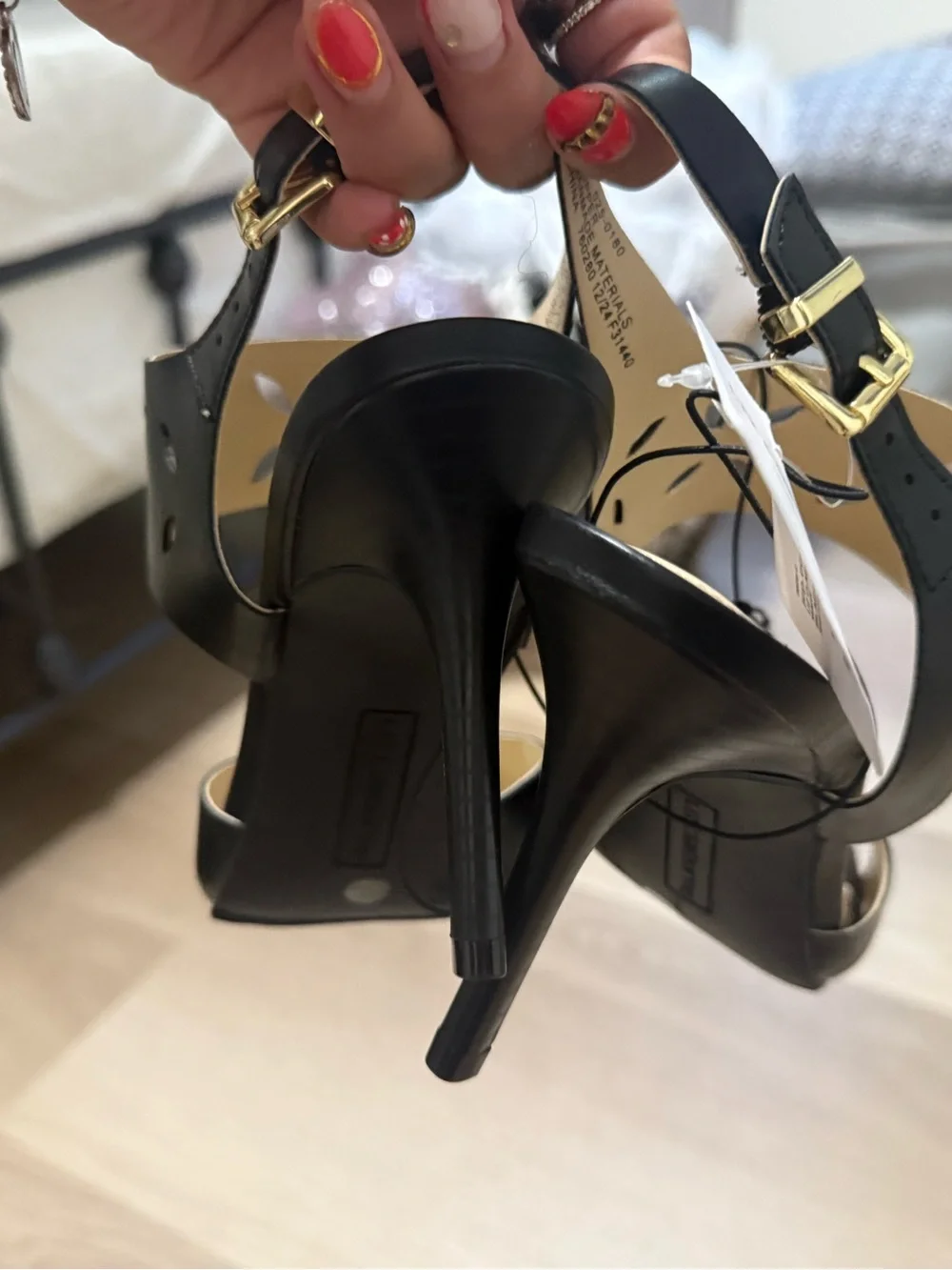 Liz Claiborne Black Laser-Cut Block Heel Sandals